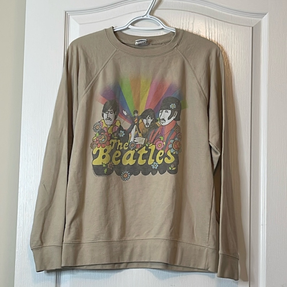 Junk Food Tees Beatles Sweatshirt Tan / Brown Small